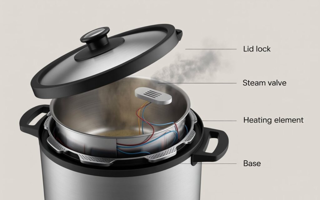 Safety Features & Steam Release Valve of multi cooker by cookingstech.com