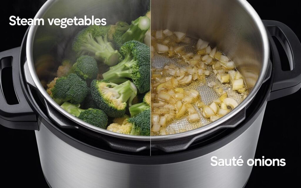 Steaming & Sautéing Functions of multi function cooker by cookingstech.com